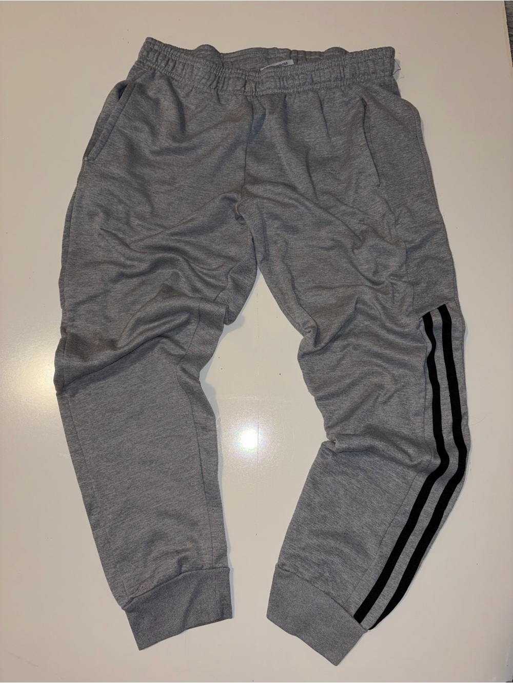 Gray Jogger Sweatpants with Black Side Stripes